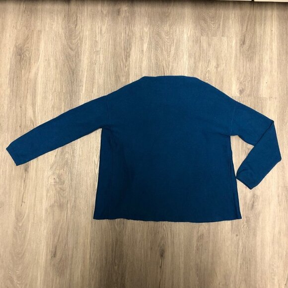 Talbots Cardigan Sweater Women's Size Small Petite Open Front Wool Blend Teal - Picture 4 of 6